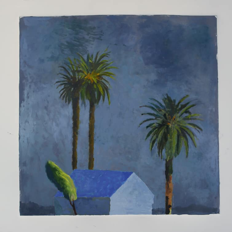 Three Palms and a House and a Small Oak #2